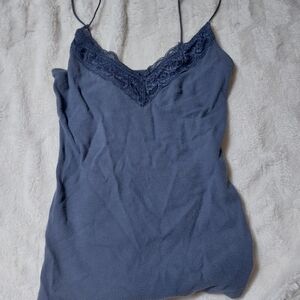 Women's Lace Trim Cami Top - Blue